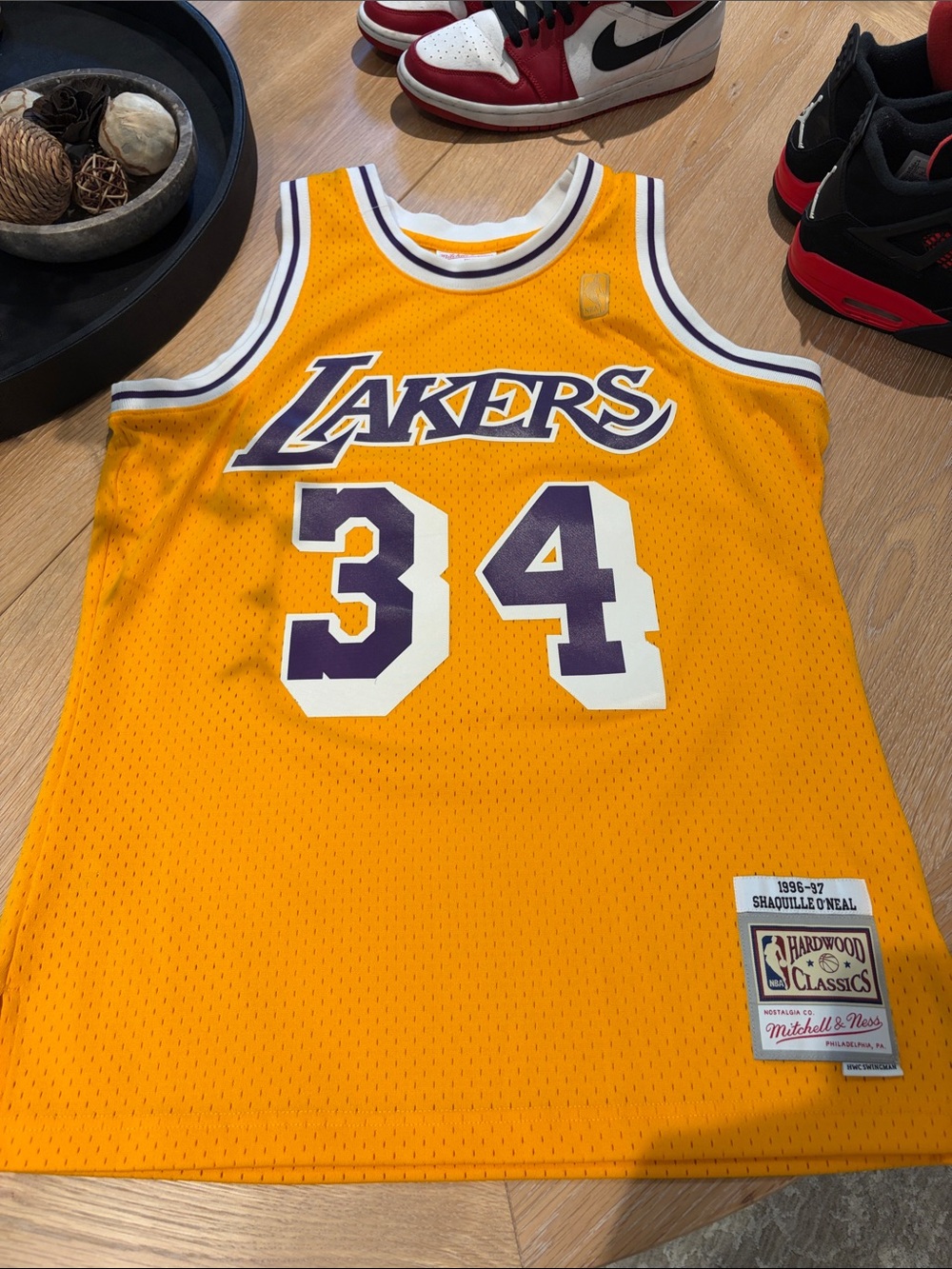 Mitchell & Ness Los Angeles Lakers #34 Gold/Purple Jersey